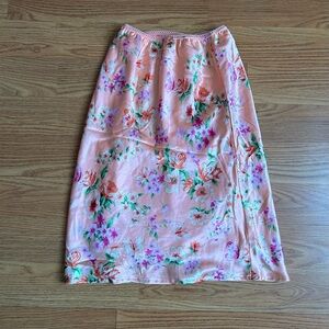 Cherokee Pink Orange Midi A-Line Skirt ladies large fairy floral